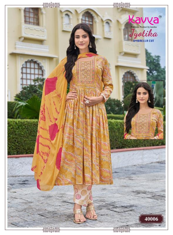 Kavya jyotika vol 40 umbrella cut 3pcs kurtis wholesale
